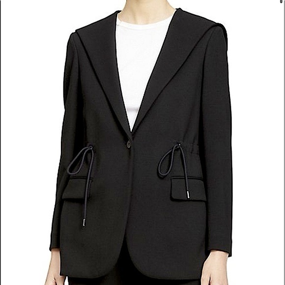 Theory Black Drape Drawstring Blazer Jacket Size Small - Picture 2 of 9